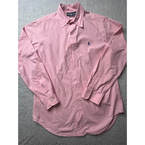 Ralph Lauren Pink Gingham Classic Fit Button Down Shirt Men Size 15 32/33 - Picture 2 of 7